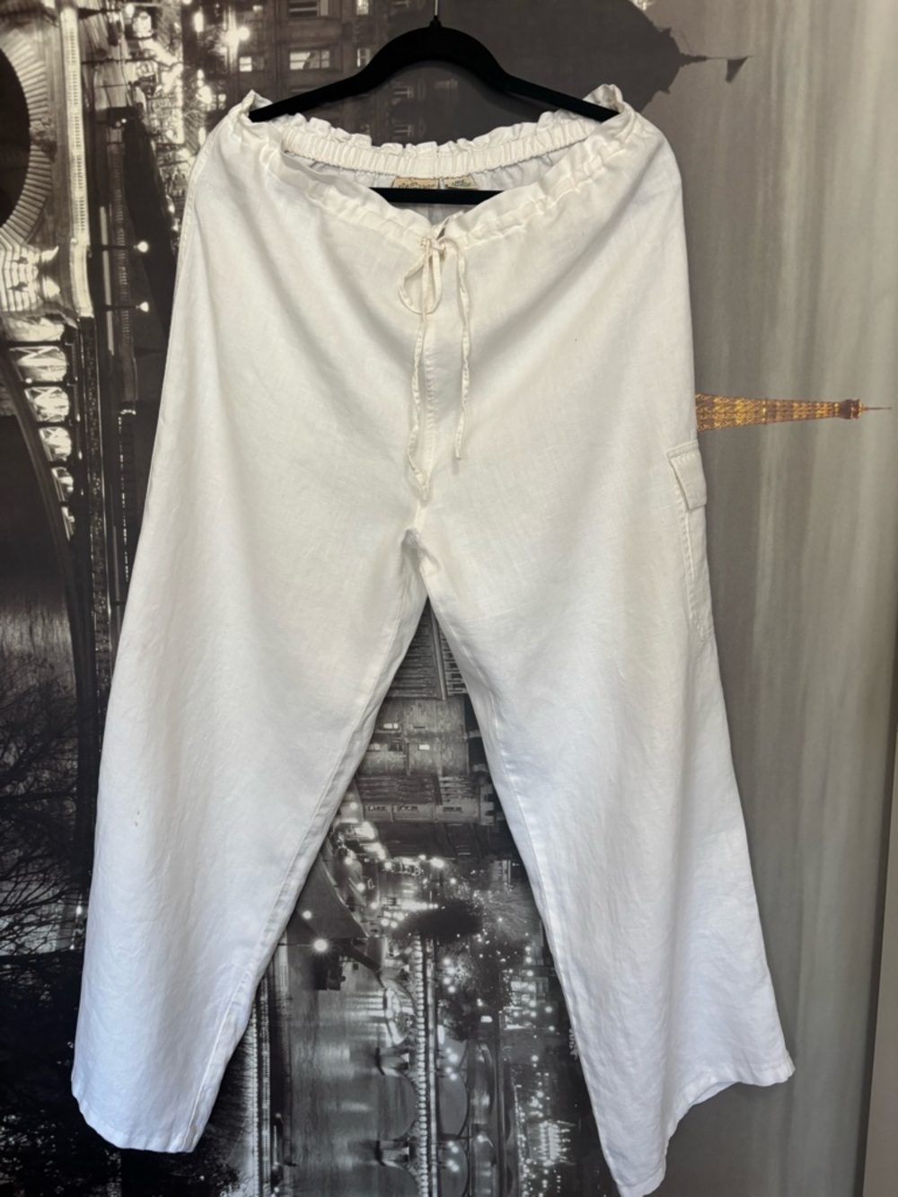 St. John's Bay White Wide-Leg Linen-Blend Cargo Pants women’s